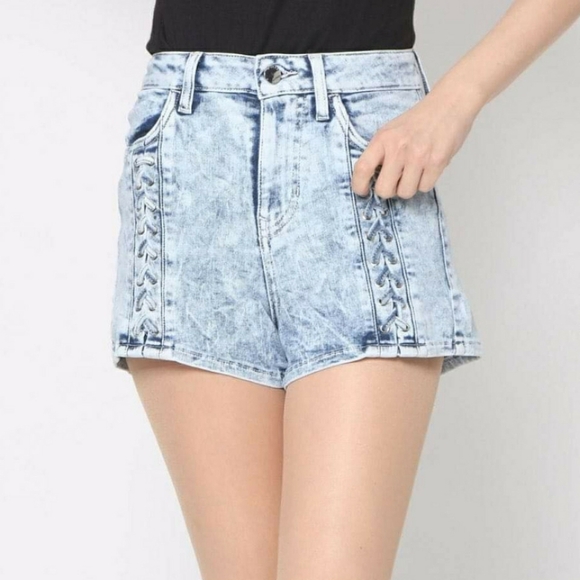 NEW GUESS Corset Denim Short SZ 27 - Picture 1 of 8